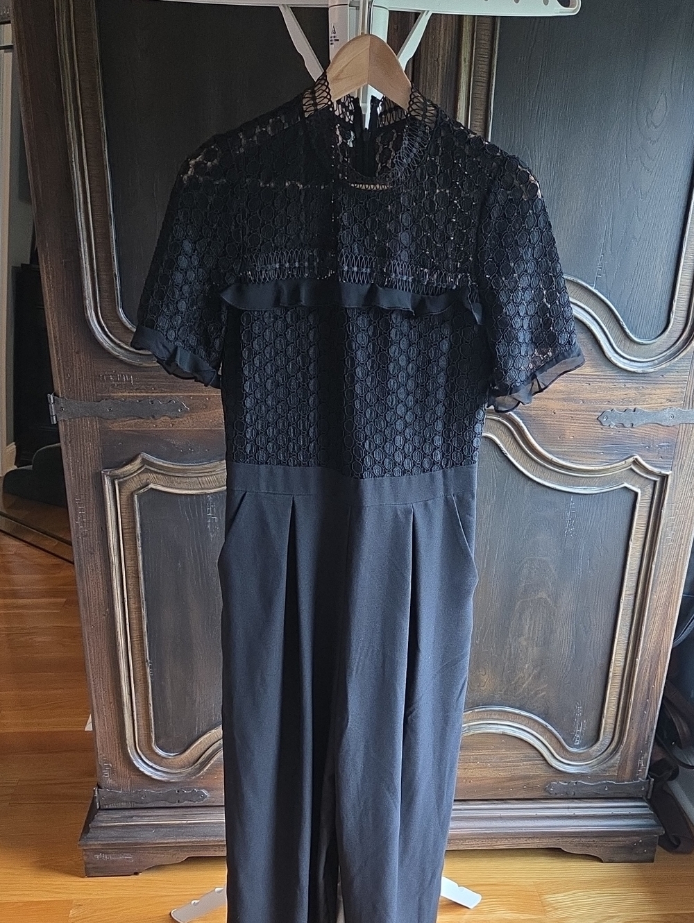Chelsea28 Black Lace Bodice Jumpsuit Size 8